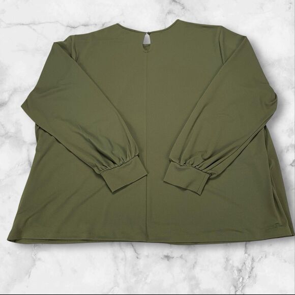 Universal Standard Womens Side Cinch Keyhole Blouse Size 2XL Green - Picture 3 of 15